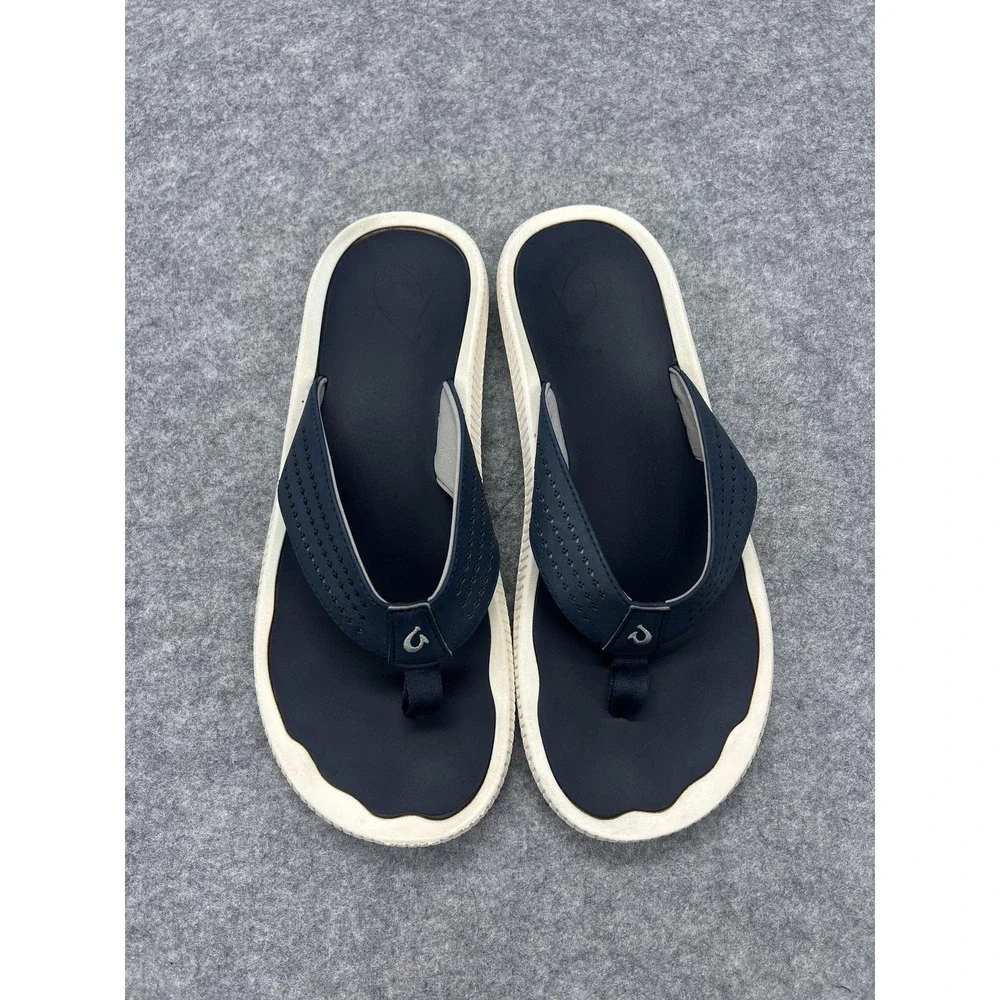 OluKai Ulele Sandals Mens Size 12 Blue Thong Flip Flop Comfort Synthetic Beach